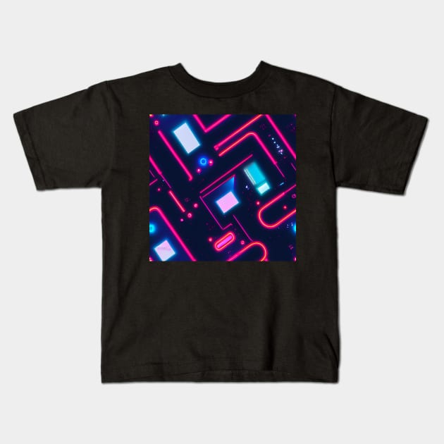 Futuristic cyberpunk space abstract colorfull pattern Kids T-Shirt by SJG-digital